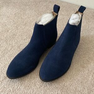 NWOT Jack Rogers Pippa Suede Waterproof Ankle Boots - Navy Blue - Size 8